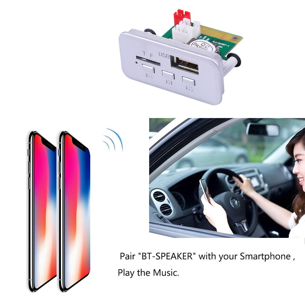 Kebidumei DC 12V MP3 Decoder Board Car Audio FM Radio Module Handsfree Bluetooth 5.0 MP3 For Speaker Support USB TF AUX