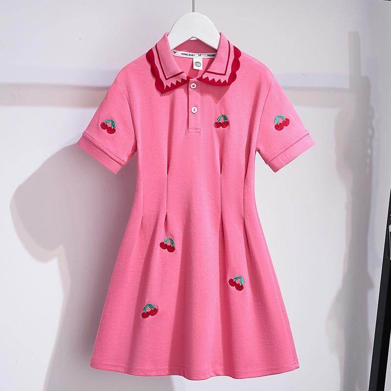 Angugu girls summer dress 2023 new children's summer dress little girl casual polo shirt skirt children's clothing 3 to 4 to 5 to 6 to 7 to 8 to 9 to 10 to 11 to 12 to 13 to 14 to 15-year-old