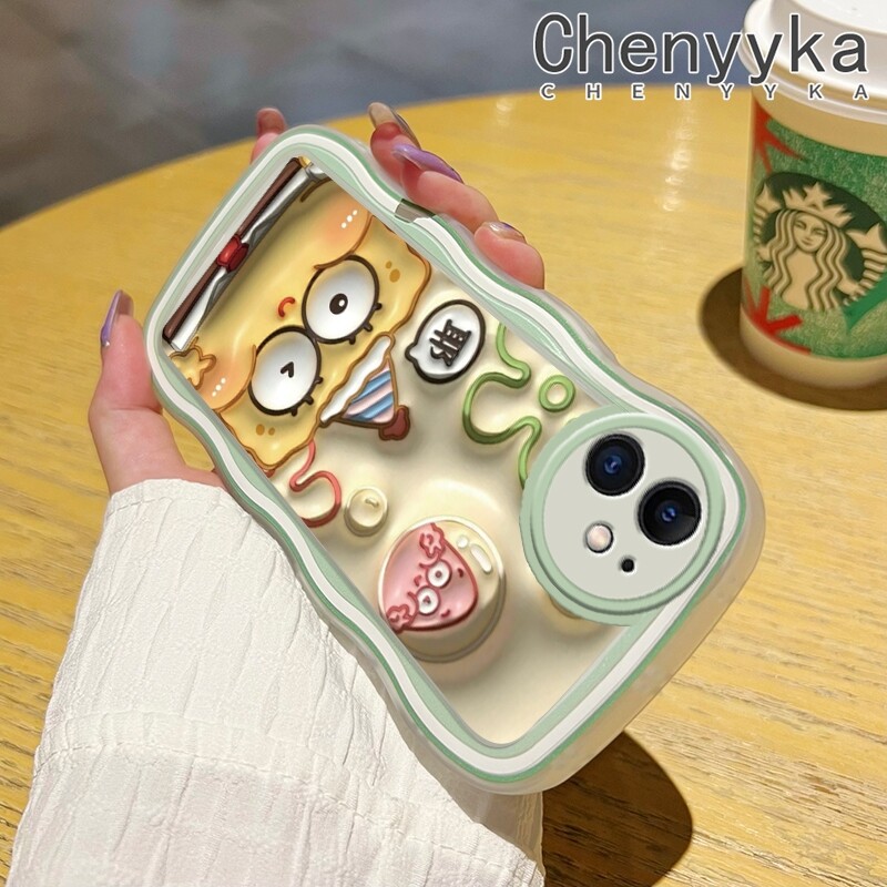 chenyyka Casing For iPhone 11 11 Pro 11 Pro Max Case Cartoon 3D SpongeBob Patrick Star Pattern Wave Border Soft Clear Shockproof Phone Cases Creative Camera Transparent Casing Silica Gel Protective Cover