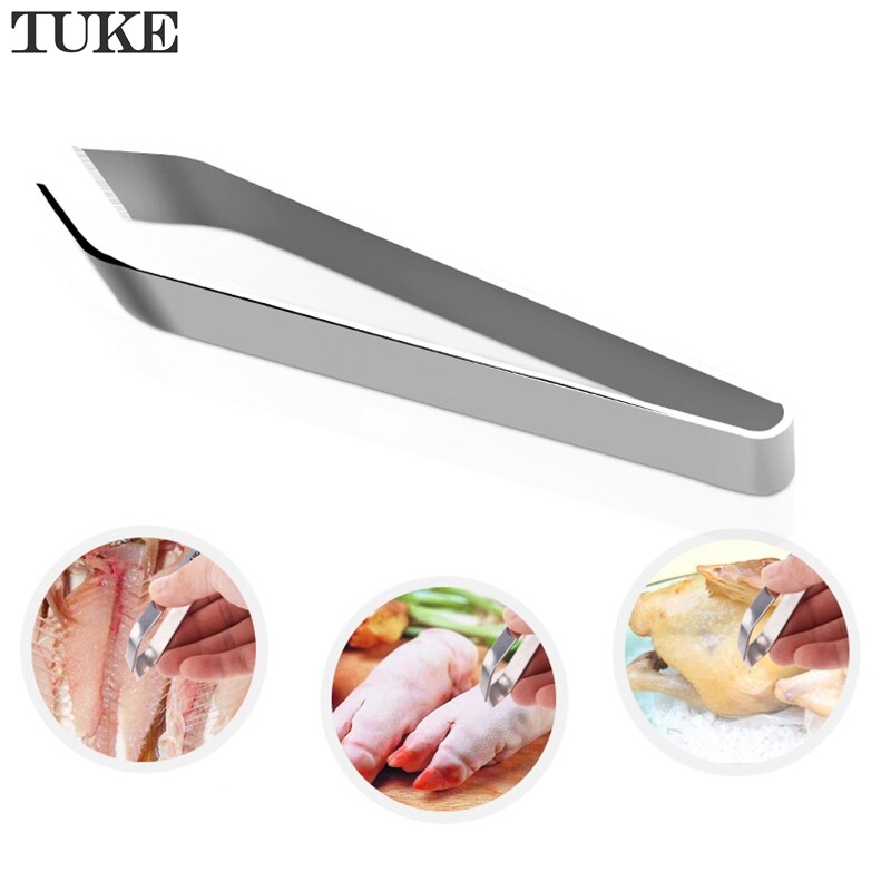 Stainless Steel Hair Remover Fishbone Fur Bones Tongs Pliers Animal Feather Plucking Remover Kitchen Supplies Tool Accessories