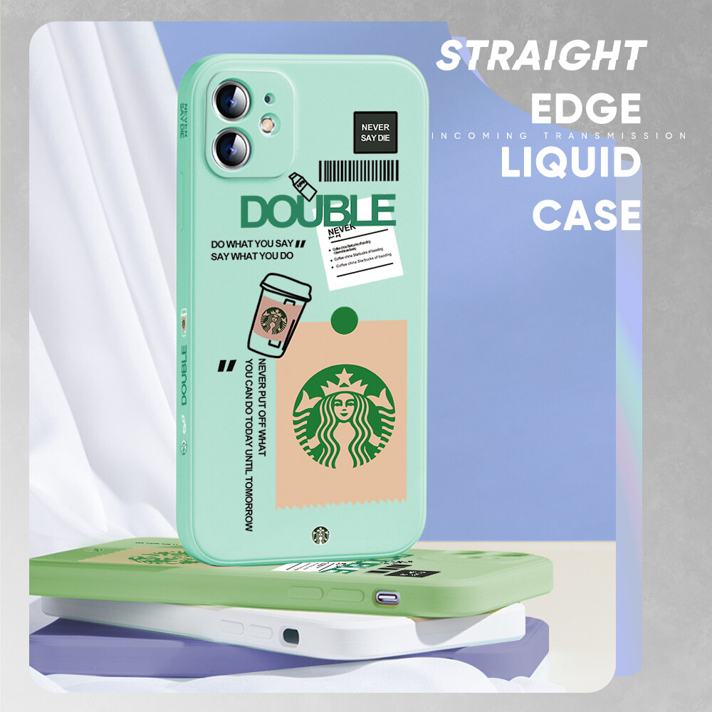 Ốp Hontinga Cho Samsung Galaxy A30 A20 Ốp Starbucks Label Ốp Họa Tiết Cạnh Silicon Mềm Mại Dạng Lỏng Hình Vuông Bên Cạnh Ốp Bảo Vệ Toàn Bộ Camera Ốp Lưng Ốp Điện Thoại, Ốp Mềm Cho Bé Trai Bé Gái