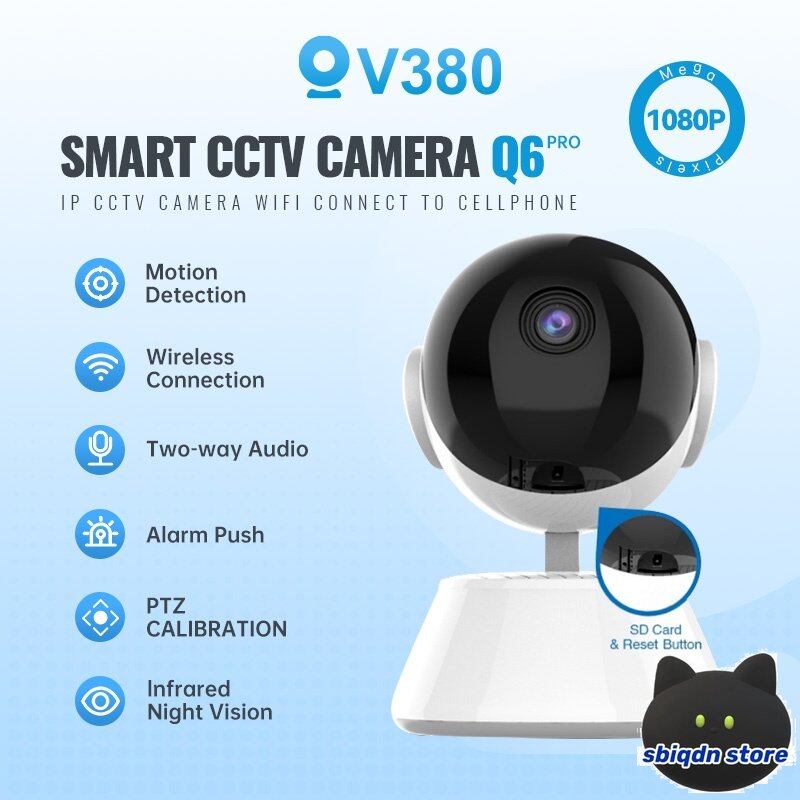 💘free shipping+cod💘 v380 q6 pro cctv camera wifi connect to cellphone with voice 1080p hd wireless smart security ip camera night vision surveillance camera