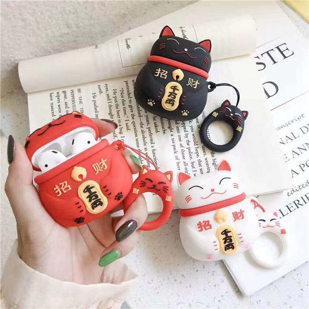 Lovely Cartoon Lucky Cat Get Rich 3D Soft Case for Airpods Pro2 Shockproof BT Earphone Protective Cover for Apple Airpods Pro iPhone Headset Case for Airpods 3 2 1