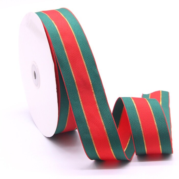 Ruy băng vải đỏ viền xanh trang trí noel giáng sinh