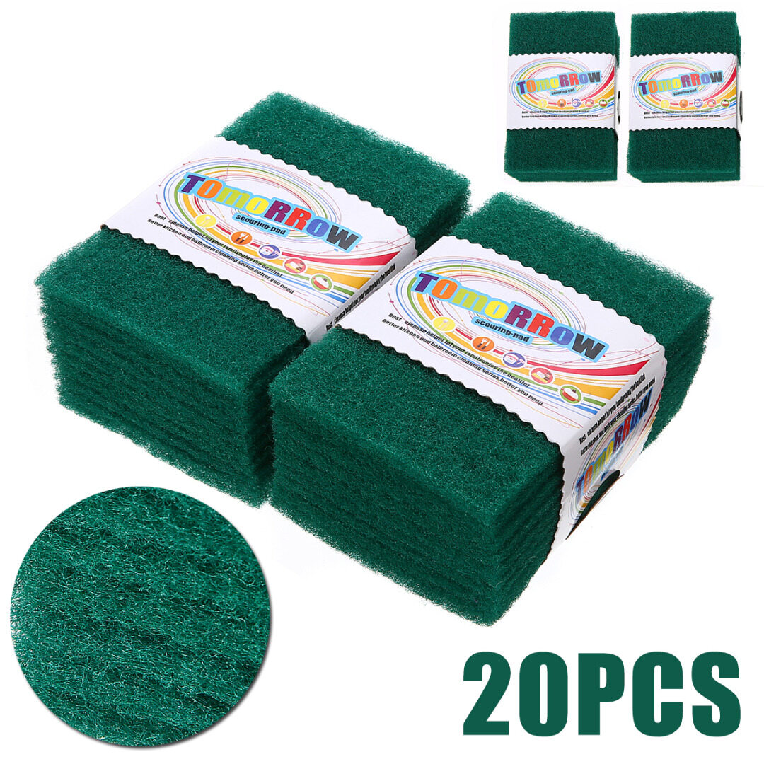 BOKALI 20pcs Green Sponge Kitchen Bowl Dishwash Clean Scrub Cleaning Pads New