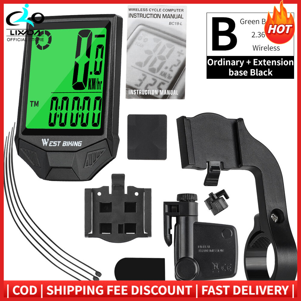 WEST BIKING Bike Computer Wire less Speedometer Odometer Waterproof LCD Backlight Cycling MTB Bicycle Computer Stopwatch Night Light Anti-interference