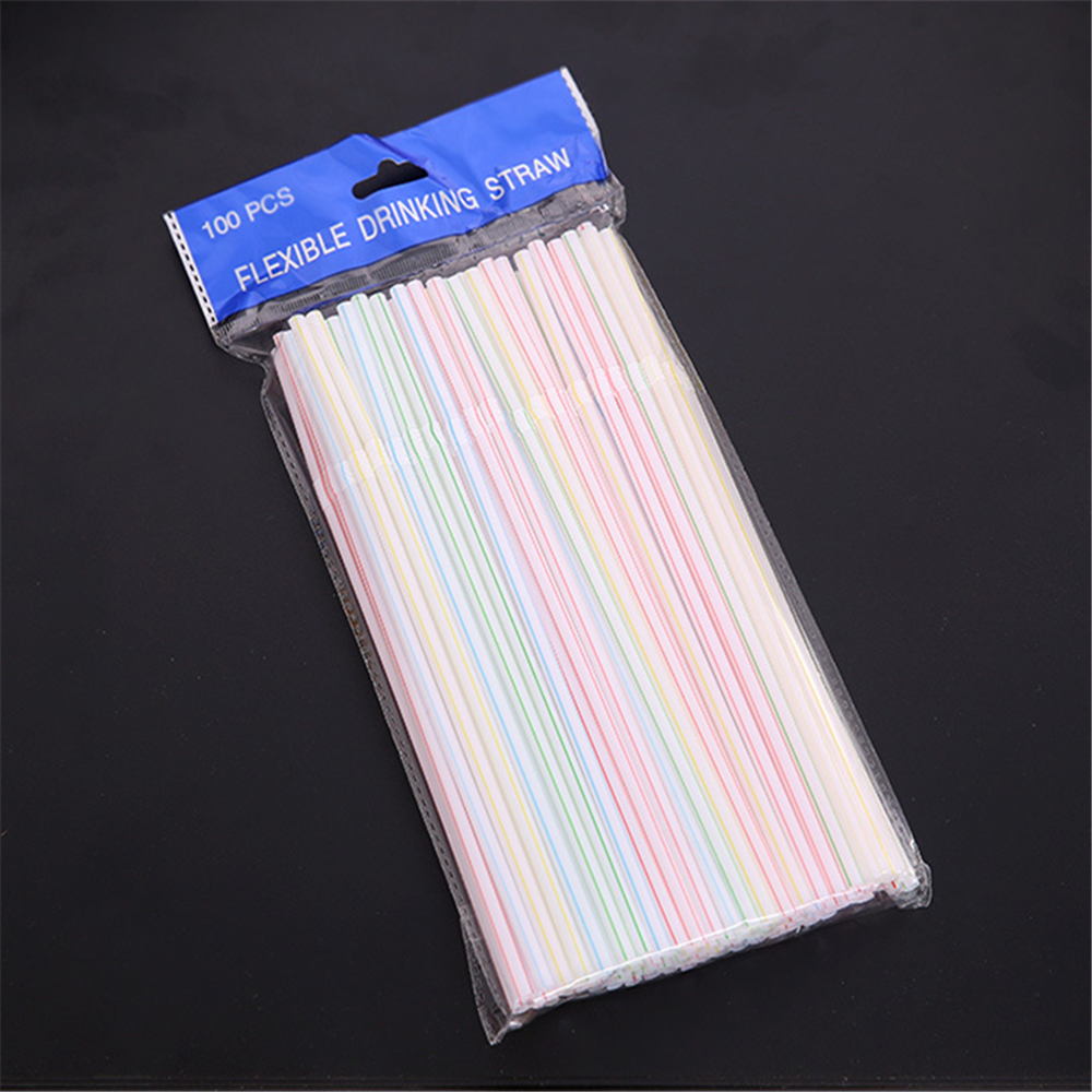 100pcs/bag Bendable Disposable Drinking Straws for Party Birthday Wedding Bar