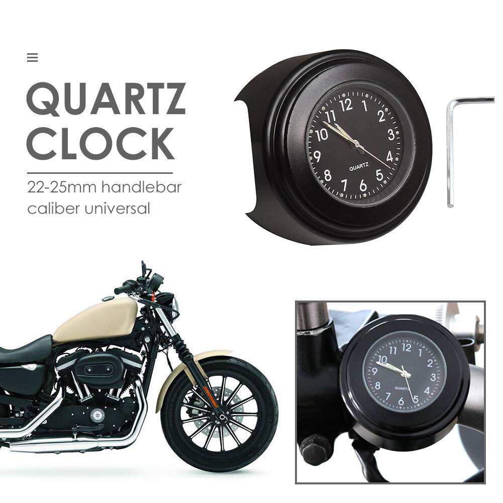 Motorcycle Clock Waterproof Durable Practical 22-25mm Dia Handlebar Watch Luminous Quartz Clock