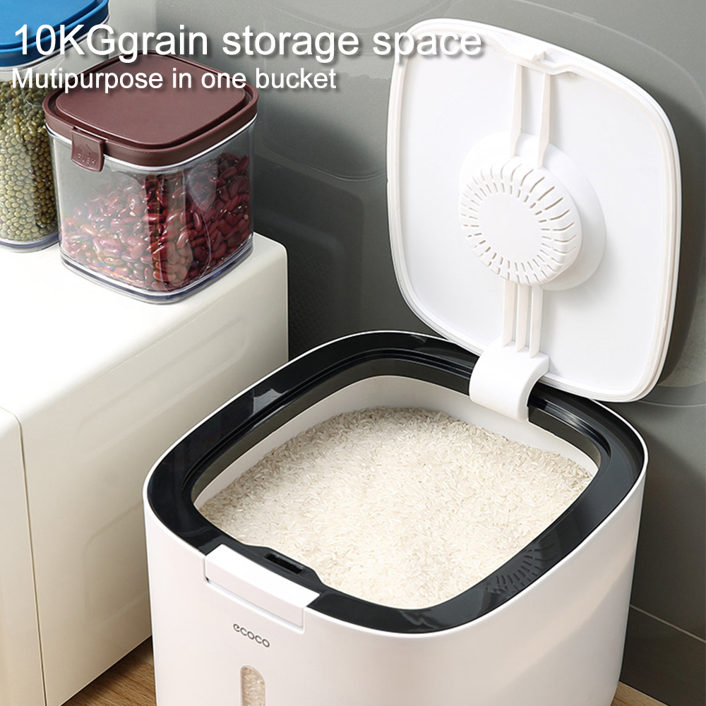 Messy Rice Storage 5/10L Food Storage Container Portable Rice Storage Box with Measuring ...