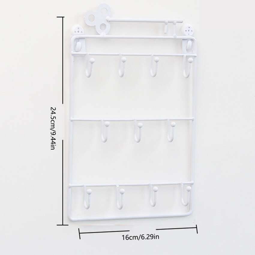 Modern Style Iron Wall Mounted 11 Hangers Hooks Key Holder Coat Hat Storage Rack Practical Cloth / Keys Hooks