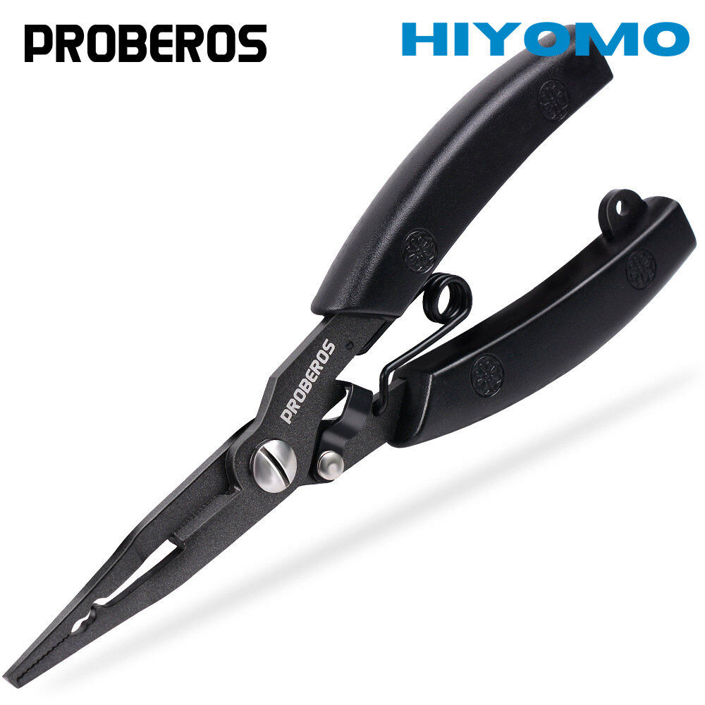 PROBEROS Stainless Steel Fishing Pliers Scissor Anti-rust Teflon Coating Braid Line Lure Cutter Split Ring Hook Remover Multifunction Fishing Tools FP028