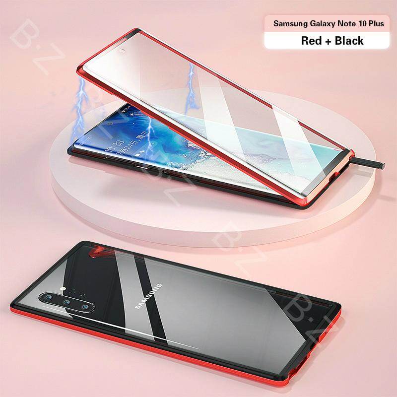 Dành Cho Ốp Từ Tính Samsung Galaxy Note 10 Plus 360 Mặt Trước + Mặt Sau Ốp Kính Cường Lực 9H Hai Mặt Cho Ốp Lưng Kim Loại Samsung Galaxy Note 10 Plus