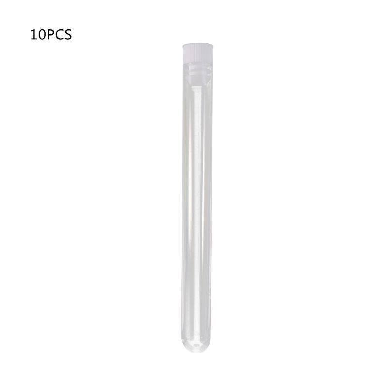 10 Chiếc Ống Nghiệm Bằng Nhựa Phòng Thí Nghiệm Công Cụ Kiểm Tra Với Vít Cap Trong Suốt 15*150Mm