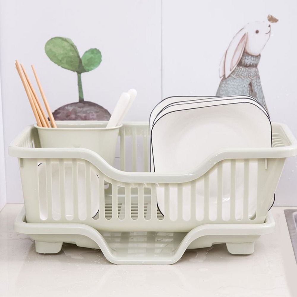 HOUSEWIFE SPACE Kitchen Chopsticks Spoons Organizer Plates Countertop Dinnerware Drain Board Storage Rack Utensils Drainer Rack Dish Drying Rack