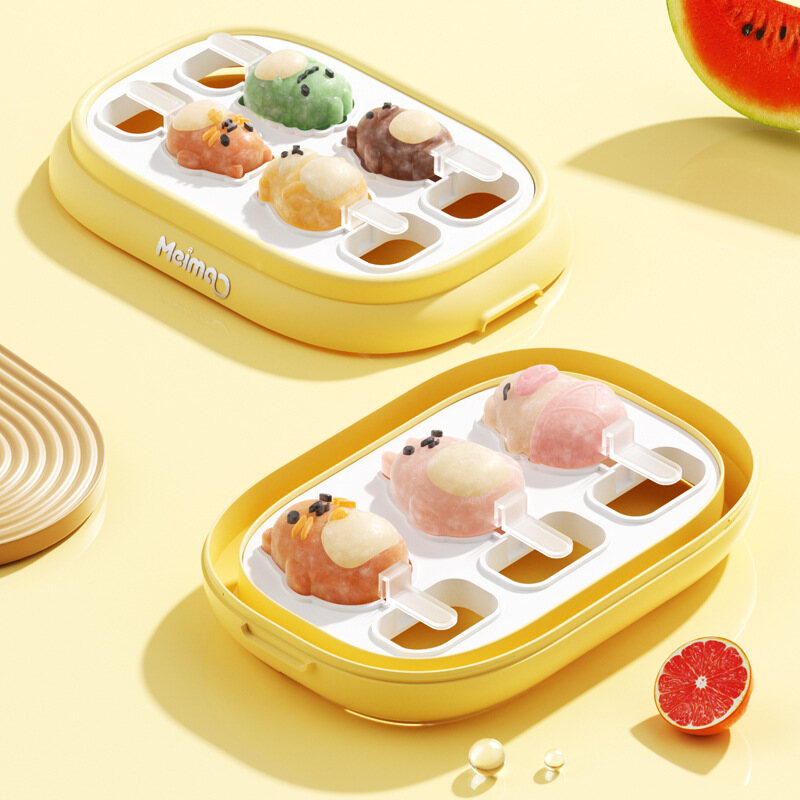 XINLANYASHE ice tray Ice maker, ice tray, ice tray, silicone rubber ice tray, jelly, pudding, easy to remove ice, comes with a lid. ice mold,ice maker,ice maker,ice tray,ice mold cartoon ice cream mold with lid silicone material ice cream stick mold