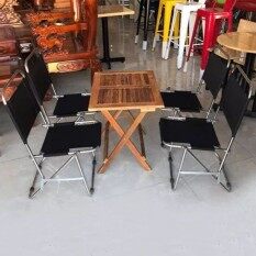 Bàn ghế xếp cafe vĩa hè giá cực rẻ (Combo ghế lưng thấp + 1 bàn gỗ xếp)