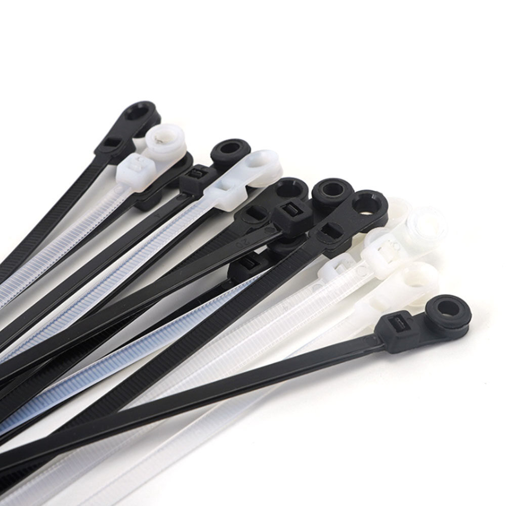 100pcs 4x150mm/4x200mm nylon cable zip ties with screw hole mount self locking loop wrap bundle ties straps