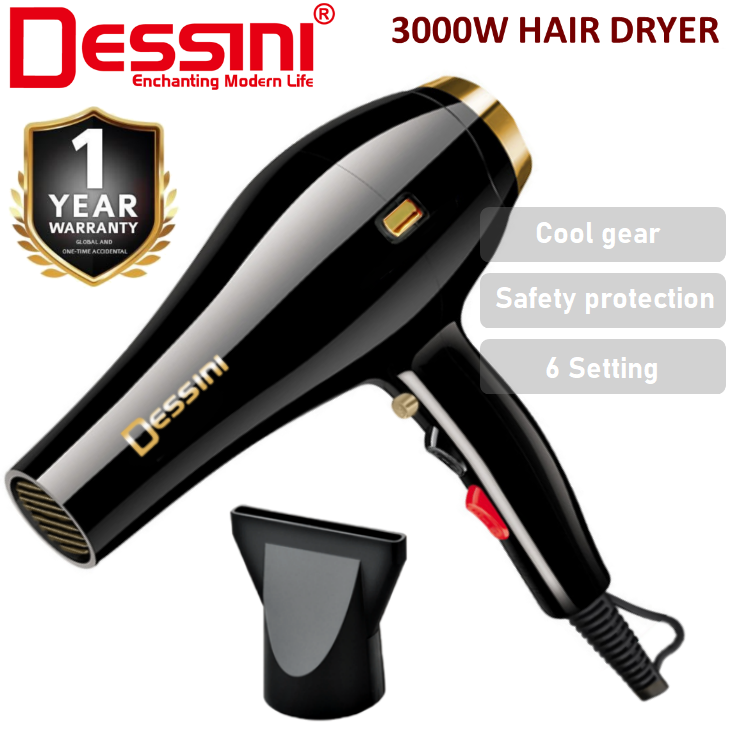 DESSINI ITALY 3000W Professional Ionic Ceramic Hair Dryer 6 Setting Saloon  Styling Tool / Pengering Rambut | Lazada