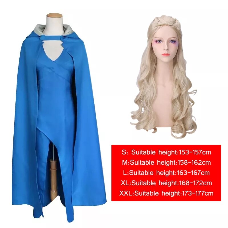 Mother of Dragon Game of Thrones Cosplay Dress Women Daenerys Targaryen Dress Cloak Halloween Queen Dress With Wig