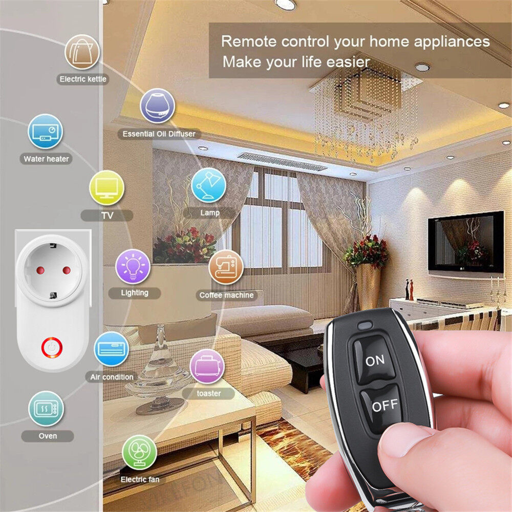 Kebidumei Ổ Cắm Công Tắc Điều Khiển Từ Xa Không Dây 433Mhz Ổ Cắm Công Tắc Ổ Cắm Thông Minh Đa Năng 220V 15A Thông Dụng