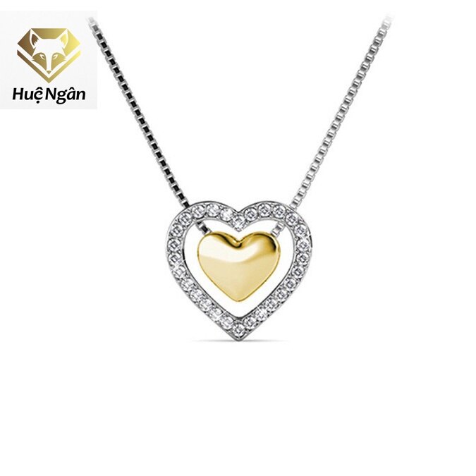 Dây chuyền bạc ý s925 huệ ngân - tim xinh đính đá pp1563