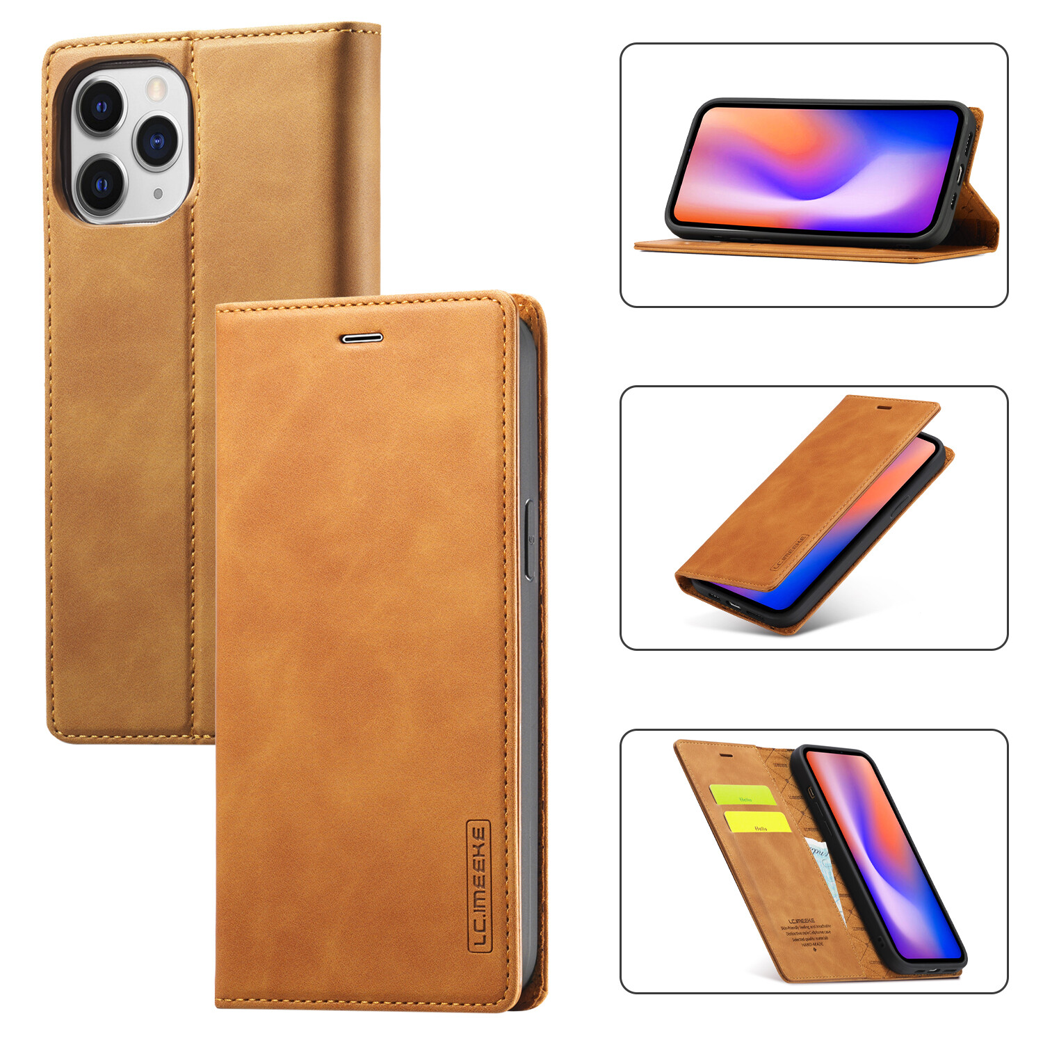 XICCI Flip Magnetic Leather Case for iPhone 6 6S 7 8 Plus X XS XS Max iPhone 11 11Pro/iPhone 12 12 Pro 12 mini phone case Magnetic Closure Stand Function Card Slot Wallet Cover