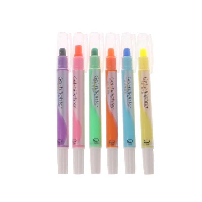 6 Pcs Watercolor Gel Pen Cute Highlighter Solid Accent Ink Maker Smooth Writing