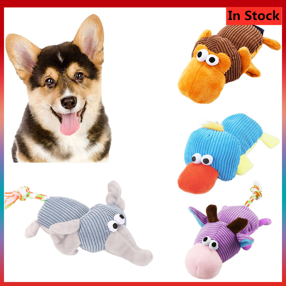 Pet Dog Toy Monkey Elephant Cow Duck Shape Plush Can Make Sound Grind Ingenurey To Bite Corduroy Elephant Monkey Duck Sound Squeaky Pet Dog Chewing Teeth Cleaning Toy