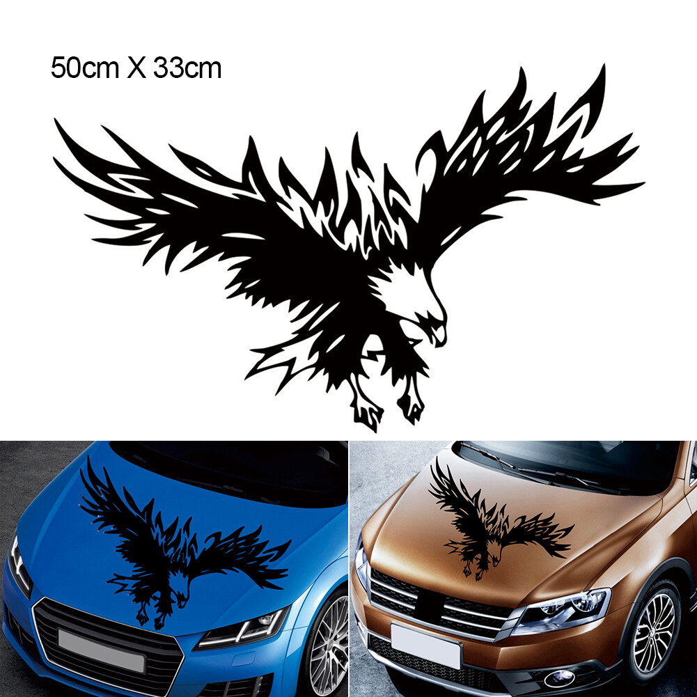 JPKCar Hood Eagle Decal Flying Wings Eagle Tribal Pattern Truck Suv Body Sticker Bird Wings Sticker