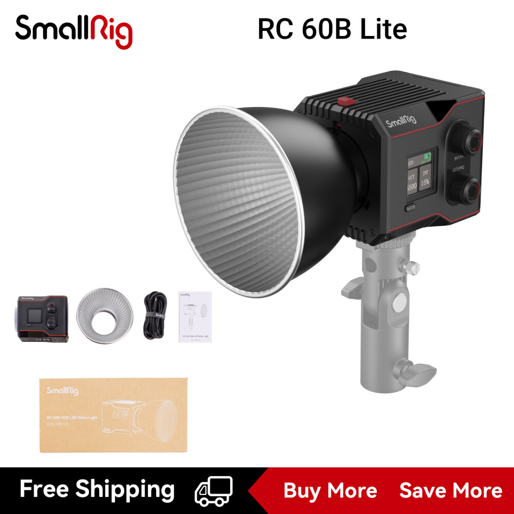Smallrig rc 60b cob led 60w handheld video light studio equipment with built-in 3400mah battery and 9 light effects continuous output light for move photography 4376 / 4518