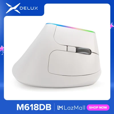 Delux M618DB Ergonomic Vertical Mouse Wireless 2.4GHz BT Bluetooth 4.0 Rechargeable Battery 2400DPI Vertical Mice For PC Laptop