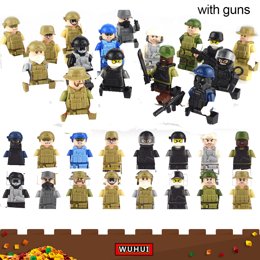 WUHUI 16PCS SWAT Military Army WW2 Minifigures Toy Building Kit Toys Building Blocks Military France Italy Britain Soldier Building Bricks for Preschool Children Ages 3+ Kids Toys Compatible with All Brands