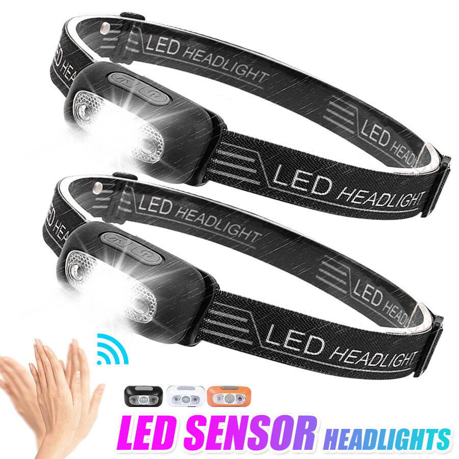Đèn Pha LED Sạc USB Đèn Pha Cảm Biến Chuyển Động Cơ Thể Đèn Pin Cắm Trại Đèn Đội Đầu Đèn Pin