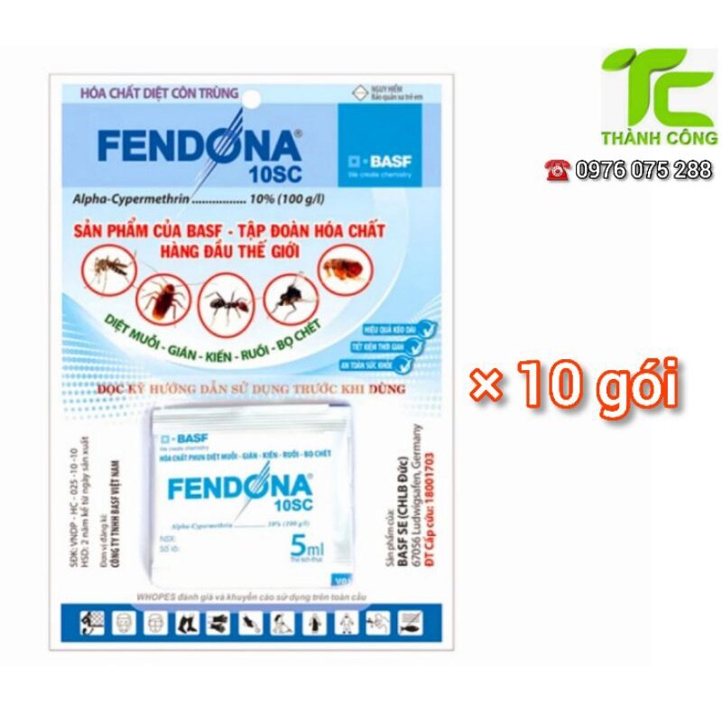 Combo 10gói Thuốc diệt muỗi gián kiến ruồi bọ chét kiến ba khoang Fendona10SC