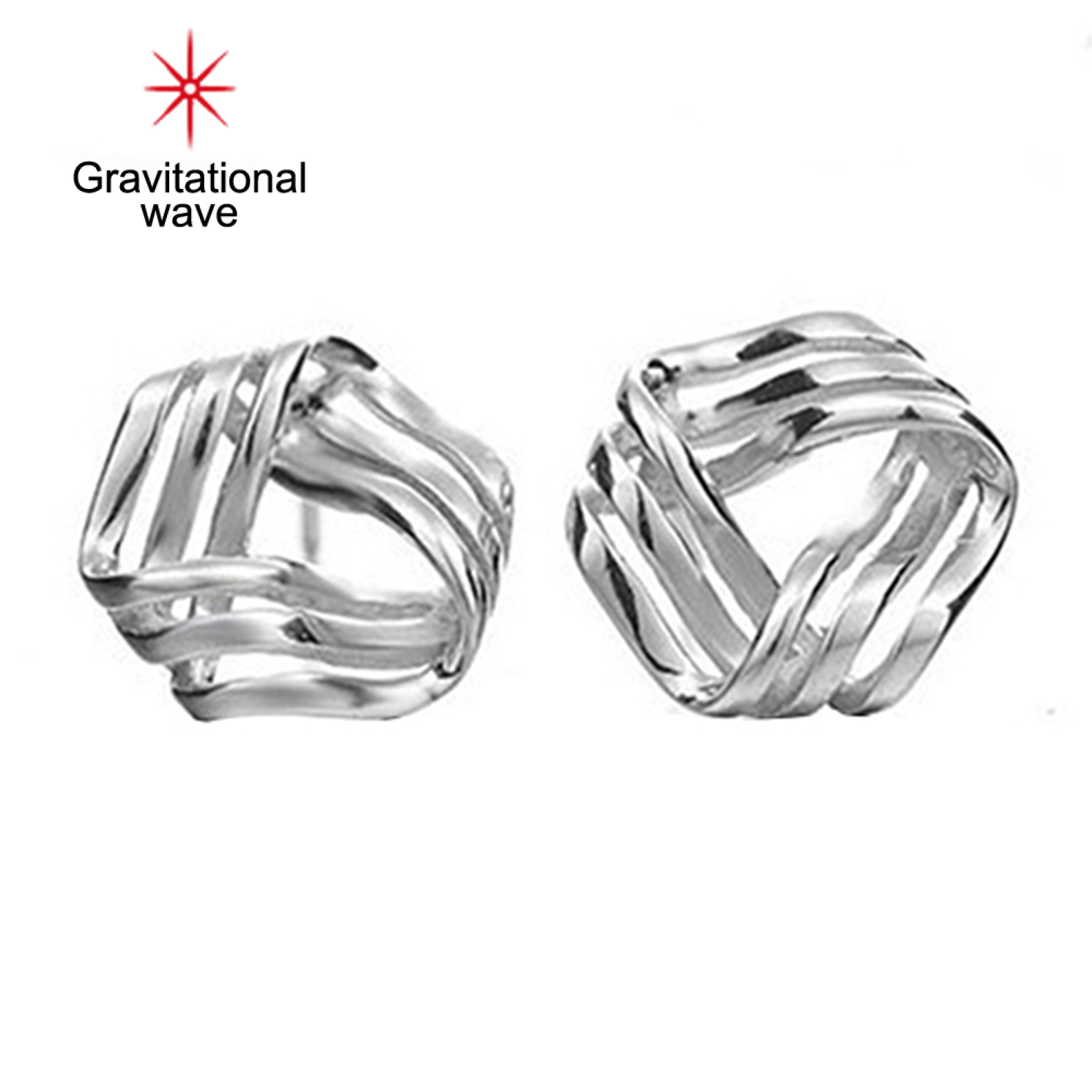 Gravitational wave Ear Studs Triangle Streamlined Graceful Silver Women Geometric Earrings for Banquet