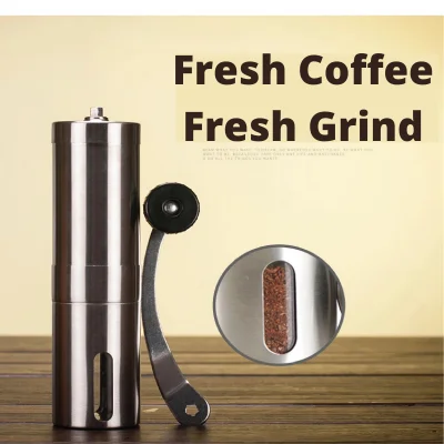 [304 stainless steel]Stainless Steel Manual Coffee Beans Grinder Burr Grinder with Hand Crank