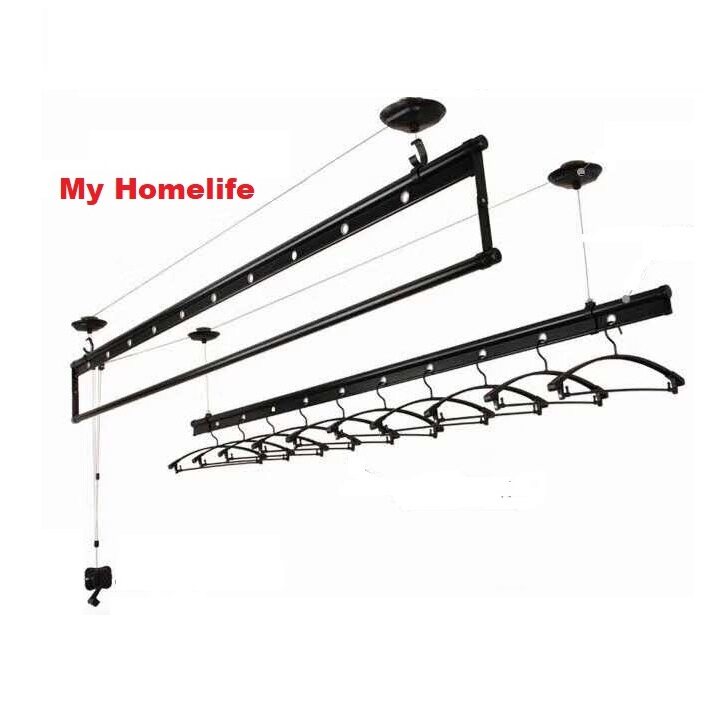 3 Rod Tracks Ceiling Lifting Clothes Hanger Lifting Drying Rack Aluminium AL2 Lazada