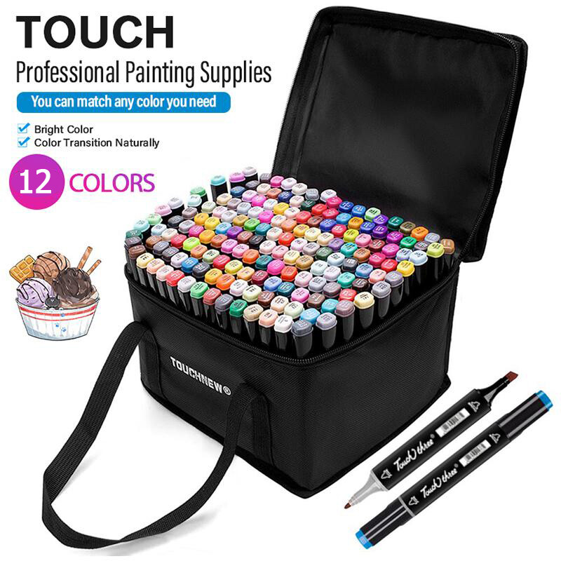 Z-Mall Touch Brand Fifth Generation Art Twin Tip Pen Marker Set 80/60/40/30/12/Colors Dual Head Oily Alcoholic Sketch Brush Pen Graphic   STUDENT Draw Animation Architecture Design Graphic DESIGN Supplies