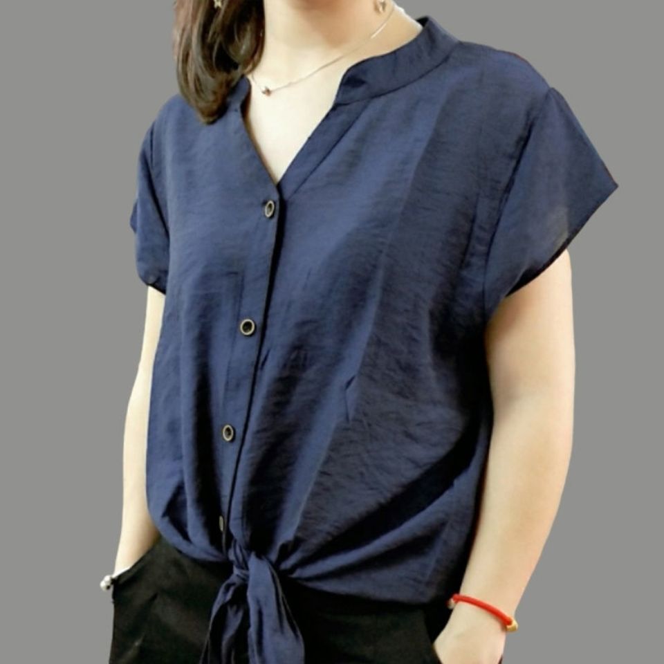 Bowknot V คอแขนสั้นเสื้อยืดขนาดใหญ่สุภาพสตรีฤดูร้อนน้ำแข็งผ้าไหมชีฟอง ...