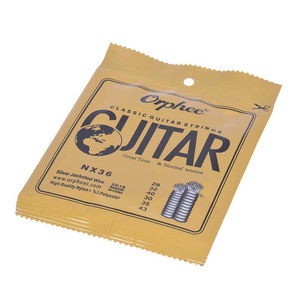 【Ready Stock】Dây Đàn Guitar Cổ Điển Bằng Nylon Sunshine Girl-Orphee NX36 Bộ 6 Cái Thay Thế Đầy Đủ (.028-.043) Dây Bọc Bạc Lõi Ni Lông, Căng Thẳng Bình Thường