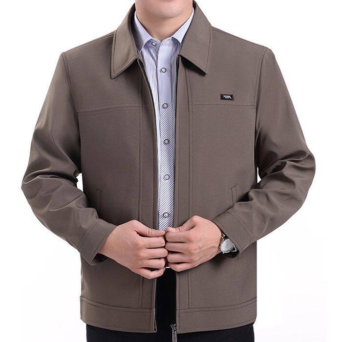 Thick/thin spring middle-aged men's jacket casual jacket coat middle-aged and elderly men's gown dad outfit