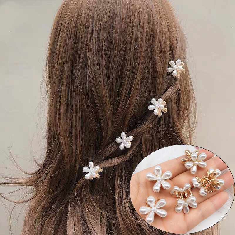 10 Pcs Korean Mini Daisy Flower Hairpin Girl Pearl Hair Clip Back Head Bangs Hairpin