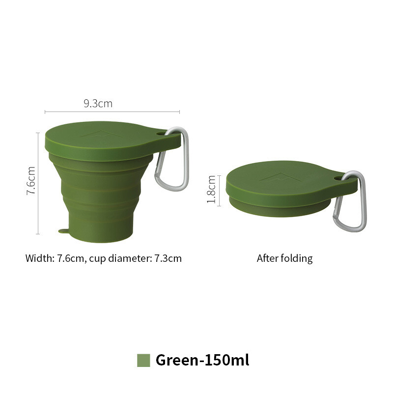Konco 150ml Portable Folding Cups with Lid Silicone BPA FREE Water Cup Retractable Drinking Cup Outdoor Travel Water Cup with Lid