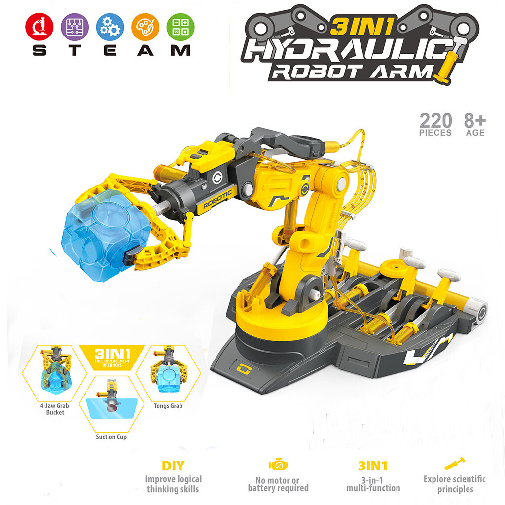 Tự lắp ráp Thủy Lực cánh tay cơ khí Thí Nghiệm Khoa Học Kỹ Thuật Robot Gốc đồ chơi câu đố Đặt Trẻ Em Món Quà