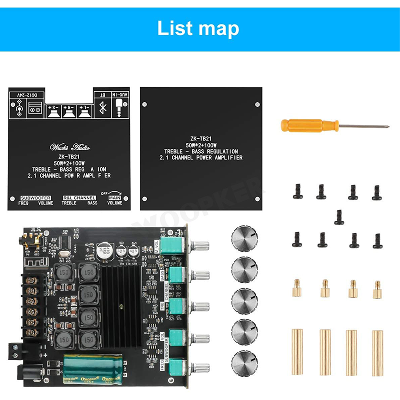 ZK-TB21 TPA3116D2 Bluetooth 5.0 Subwoofer Amplifier Board 2.1 Channel AMP Module
