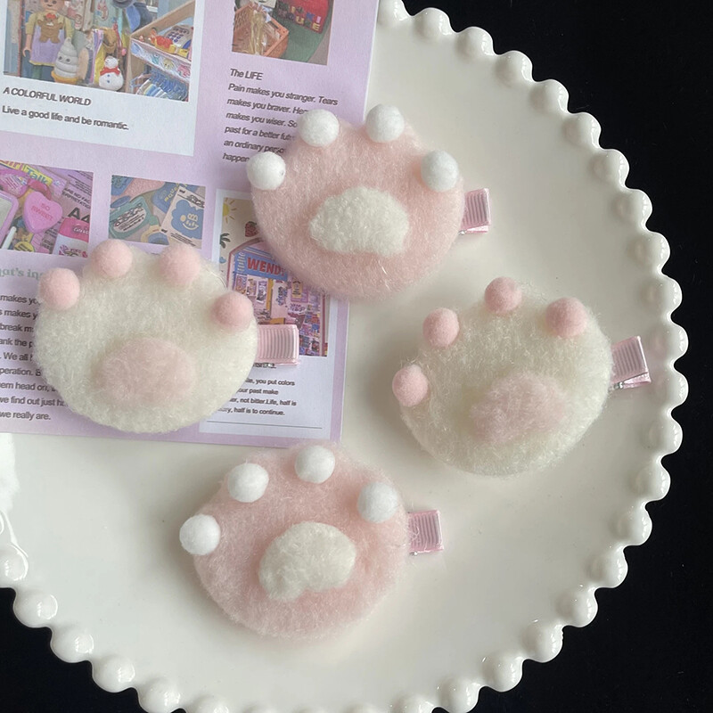 【ZNBY】Cute Pink Cat Feet Hair Clips