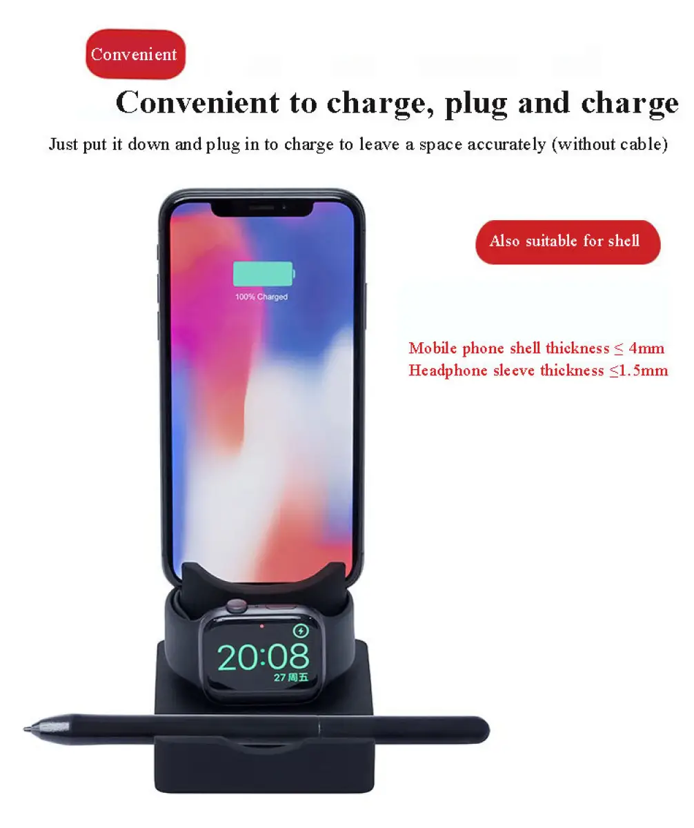 Eyoyo 3 In 1 Charging Dock Station For Iphone X Iphone Xs Iphone 8 Charge Base For Apple Watch 4 3 2 Nightstand Charge Stand Holder Lazada