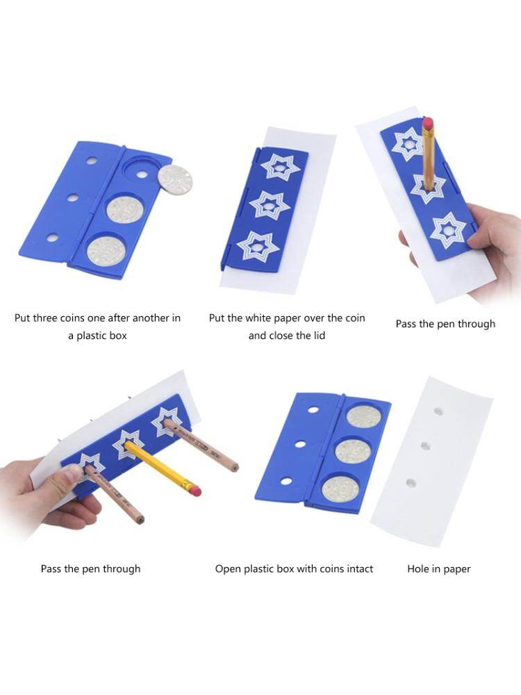 Fun Magic Tricks Toy Pencil Coin Penetration Box Magic Toys Amazing Magic Tricks Gimmicks Prop Easter Supplies for Adult