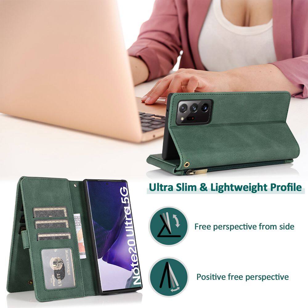Leather Strap Handbag Case for Samsung Galaxy Note 20 Ultra 10 Plus Note10 Note20 Wallet Case Card Holder Shockproof Zipper Purse Multifunction Phone Pouch Cover