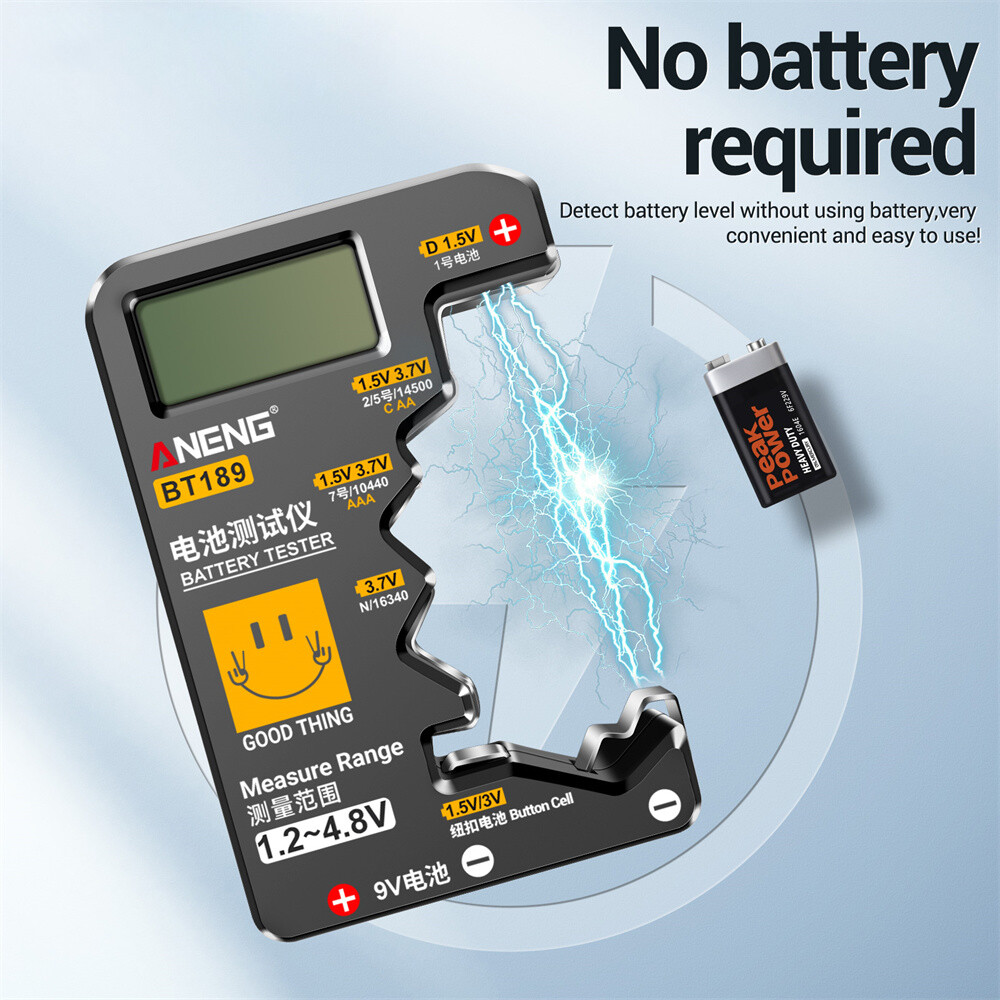 SeasBoat BT189 Battery Tester LCD Display Universal Battery Checker for AA AAA 9V 1.5V/3V Button Cell Batteries